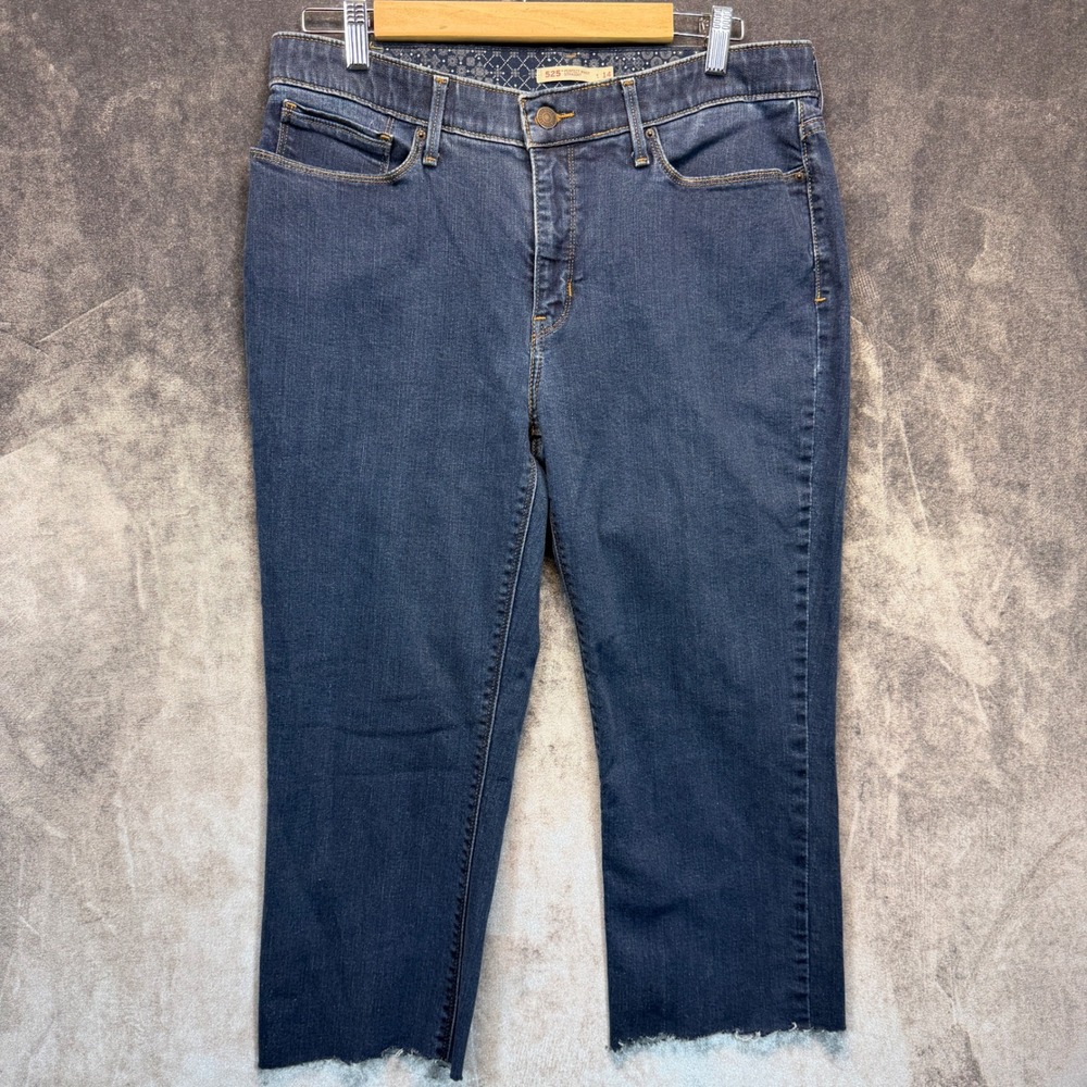 Levis 525 Perfect Waist Straight Womens Blue Straight 14 Raw Hem Denim Jeans